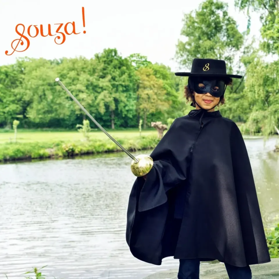 Souza! Zorro Cape + Mask costume mantello 4-8 anni nero
