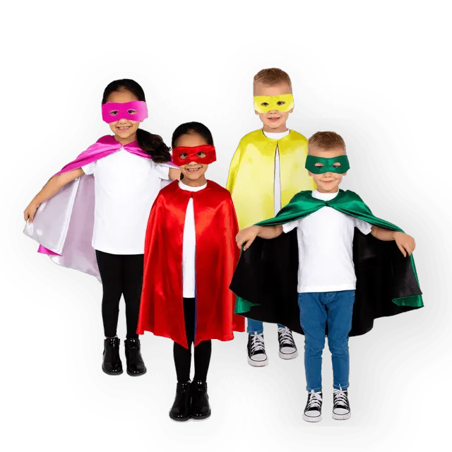 Pretend to Bee Set 4 Mantelli Supereroe Reversibili con Maschera