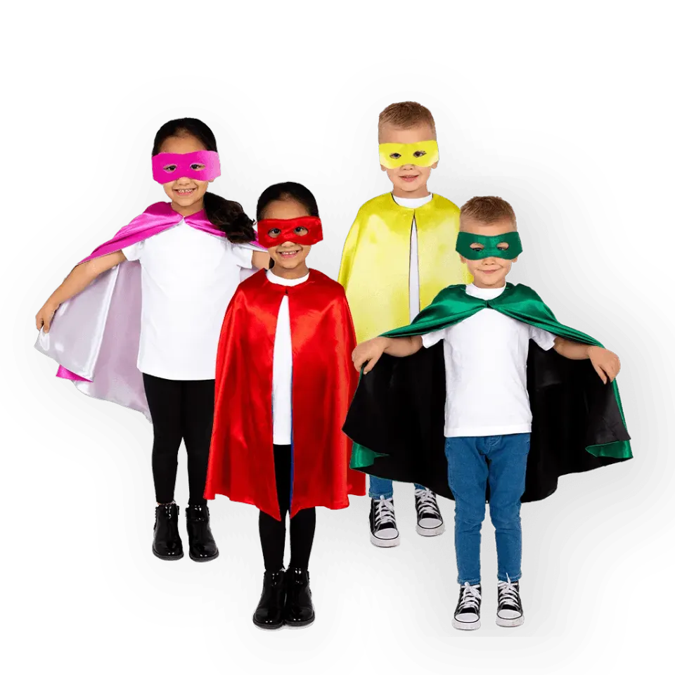 Pretend to Bee Set 4 Mantelli Supereroe Reversibili con Maschera