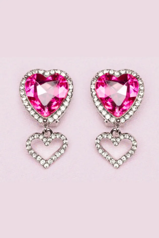 Great Pretenders Boutique Heart Jewel orecchini clip cuore rosa