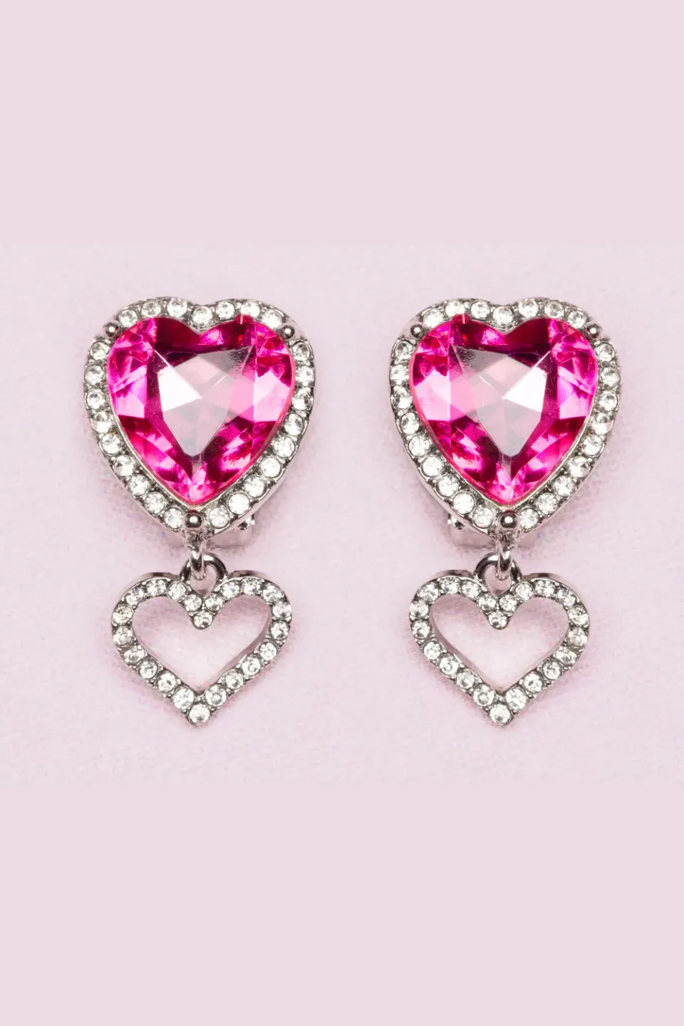 Great Pretenders Boutique Heart Jewel orecchini clip cuore rosa