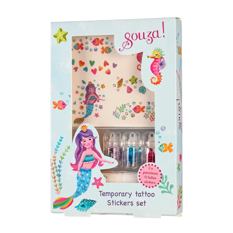 Souza! sirena tatuaggi glitter temporanei 1 pz delicati