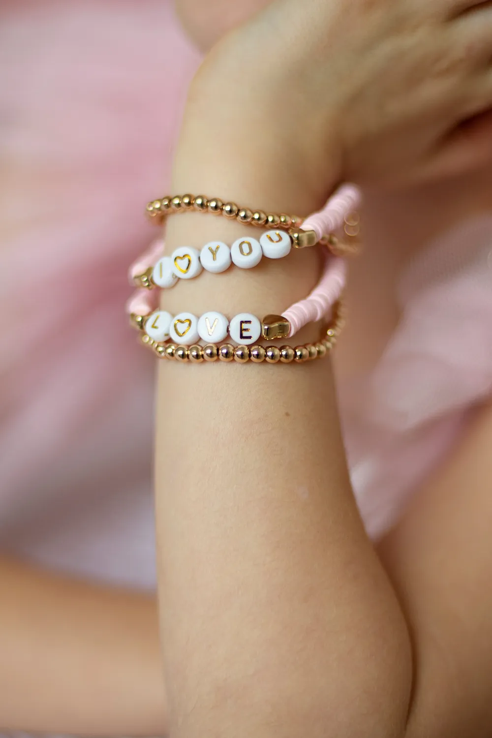 Great Pretenders Pink Love bracciali 4 pezzi rosa oro